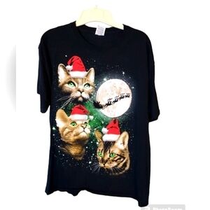Christmas Cat short sleeve tshirt Large